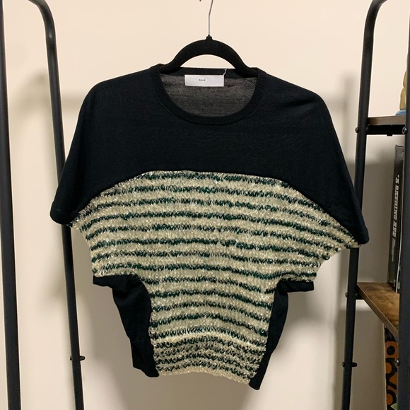 TOGA PULLA crop tee shirt with mesh - Picture 1 of 4